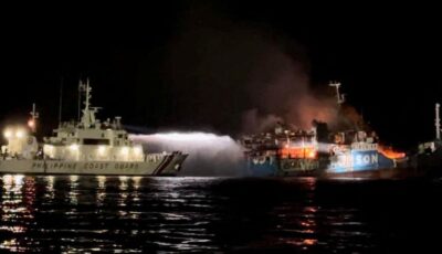خفر السواحل الإيطالي ينقذ 177 شخصًا بعد اشتعال النار في عبارة