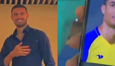 رد فعل لاعب الأهلي ديميرال بعد رؤيته صورة لاعب النصر رونالدو .. فيديو