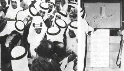 صورة تاريخية للملك سعود لحظة وضعه حجر الأساس للإذاعة السعودية