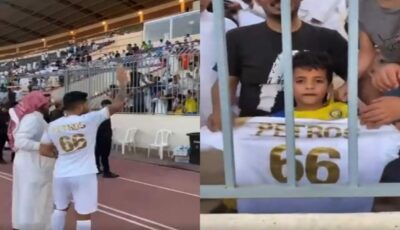 بيتروس يهدي قميصه لمشجع نصراوي في أولى مبارياته مع الصقور.. فيديو