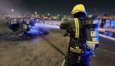 الدفاع المدني يخمد حريقًا اندلع في مركبة بالخبر